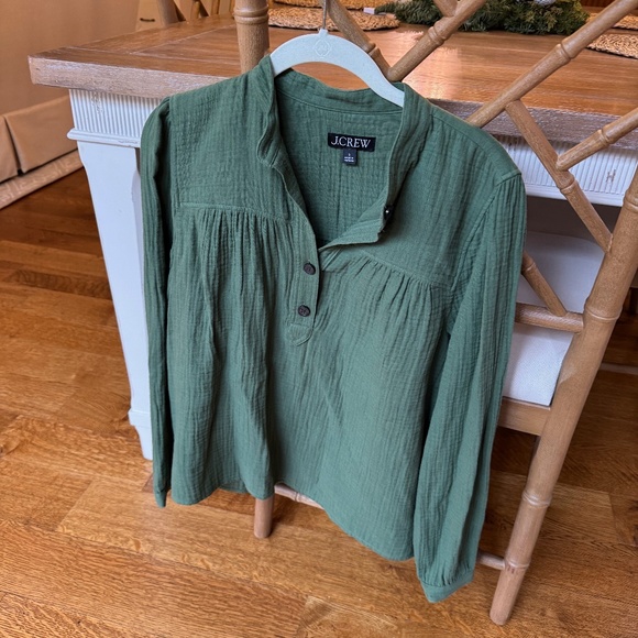 J. Crew Tops - J Crew Gauze Green Top Size Small